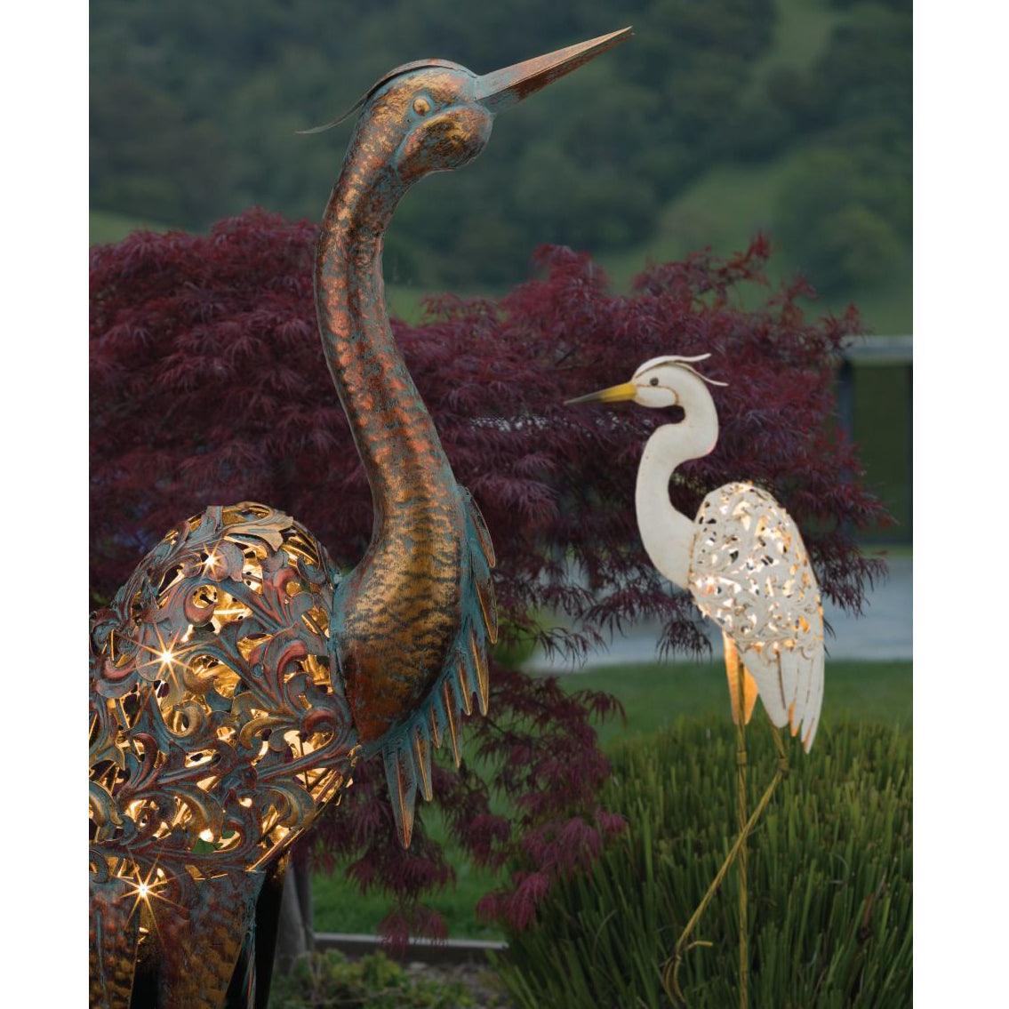 Solar Egret Bird Stake Regal Indigo Pool Patio BBQ