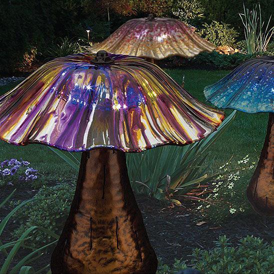 Toadstool Blue & Yellow Solar Stake Regal Indigo Pool Patio BBQ