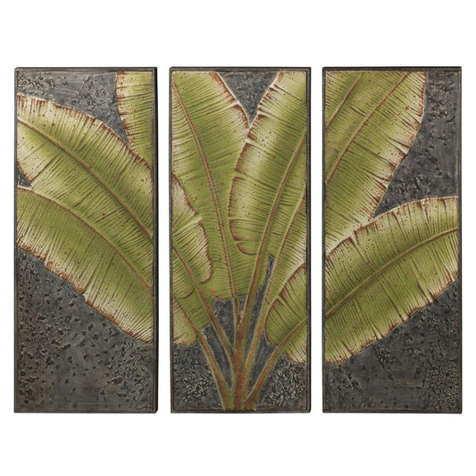 Green Leaves Tryptic Wall Decor Regal Indigo Pool Patio BBQ