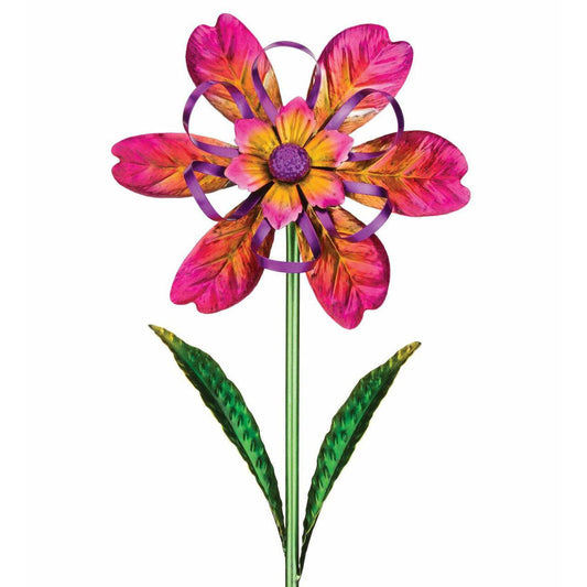 Pink Ribbon Flower Wind Spinner Stake Regal Indigo Pool Patio BBQ