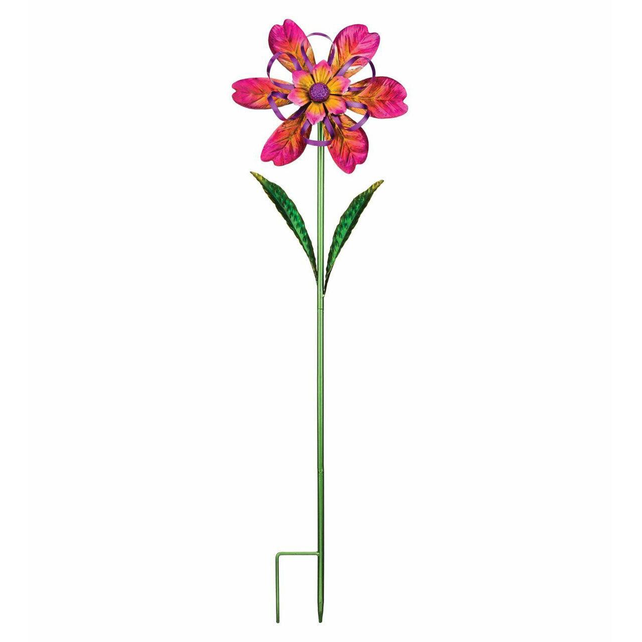 Pink Ribbon Flower Wind Spinner Stake Regal Indigo Pool Patio BBQ