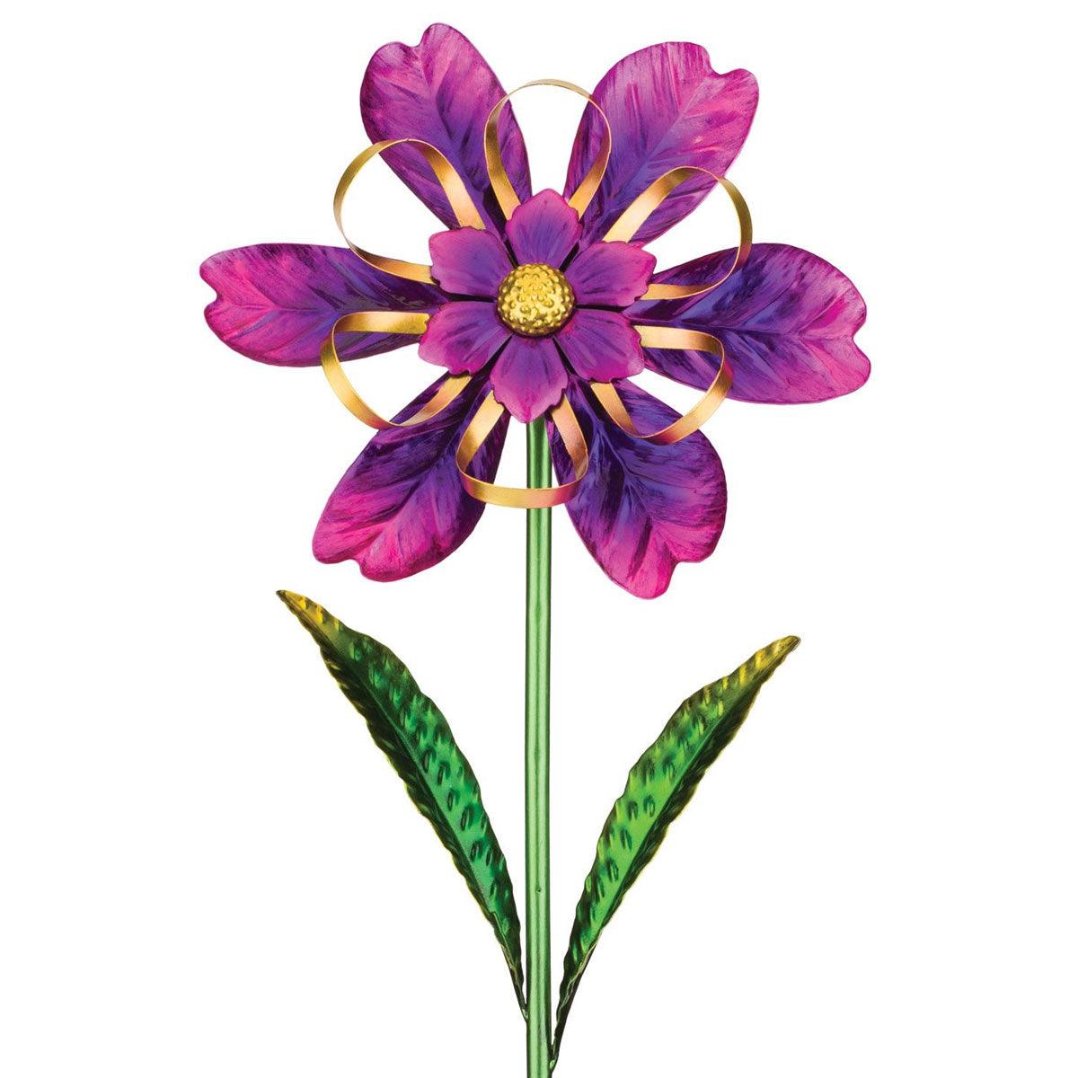Purple Ribbon Flower Wind Spinner Stake Regal Indigo Pool Patio BBQ