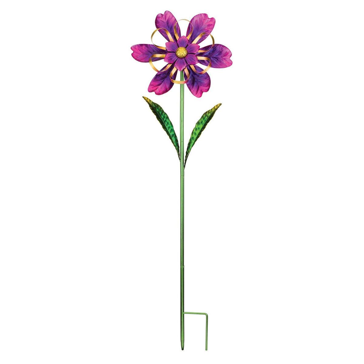 Purple Ribbon Flower Wind Spinner Stake Regal Indigo Pool Patio BBQ