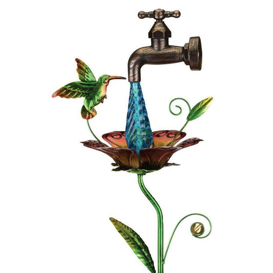 Waterdrop Hummingbird Solar Stake Regal Indigo Pool Patio BBQ