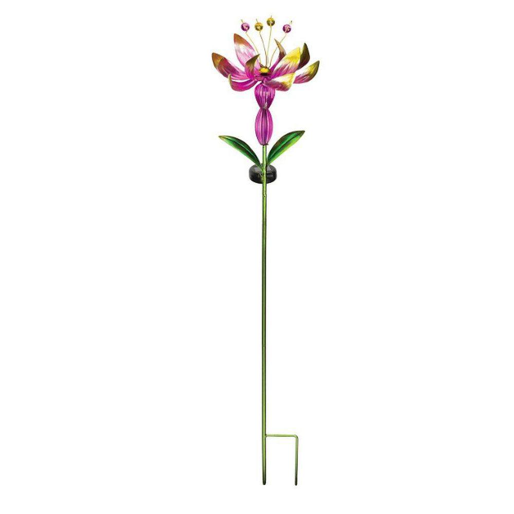 Pink Flower Spinner Solar Stake Regal Indigo Pool Patio BBQ