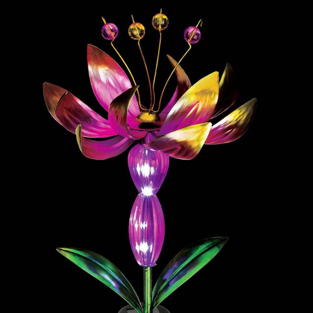 Pink Flower Spinner Solar Stake Regal Indigo Pool Patio BBQ