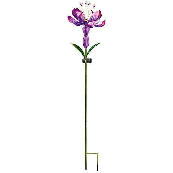 Purple Flower Spinner Solar Stake Regal Indigo Pool Patio BBQ
