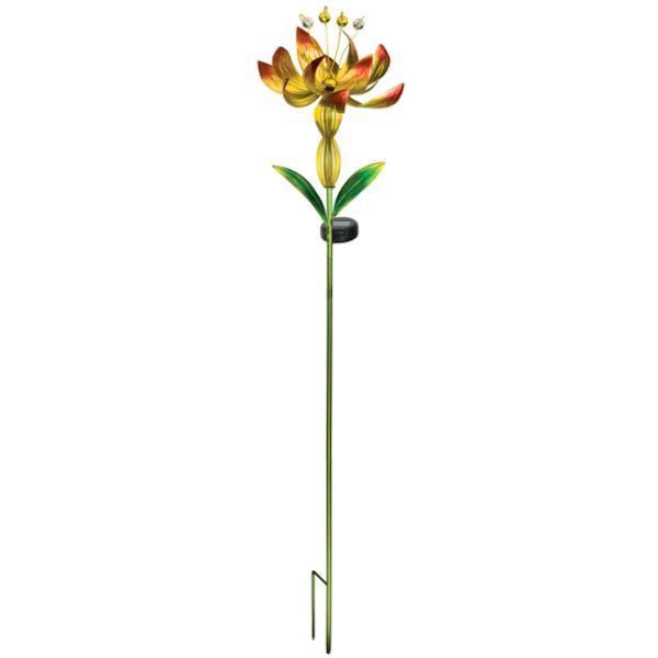 Yellow Flower Spinner Solar Stake Regal Indigo Pool Patio BBQ