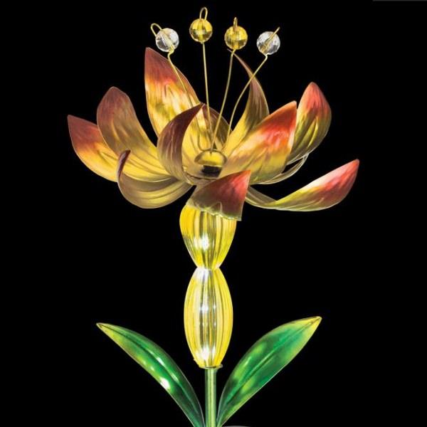 Yellow Flower Spinner Solar Stake Regal Indigo Pool Patio BBQ