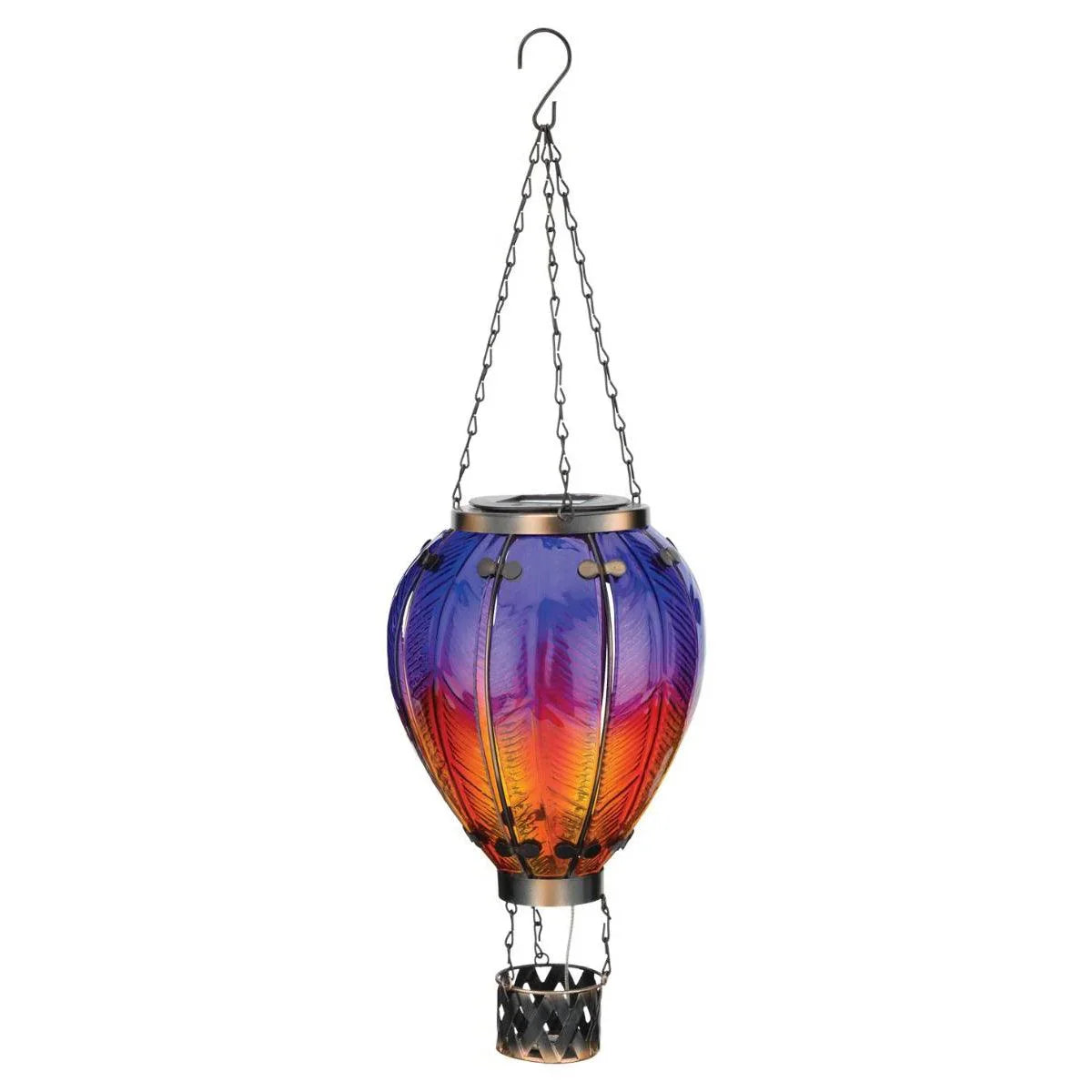 Purple Large Hot Air Balloon Solar Lantern Regal Indigo Pool Patio BBQ