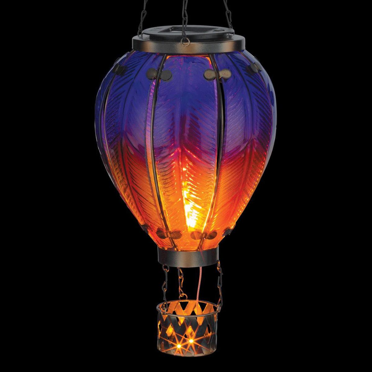 Purple Large Hot Air Balloon Solar Lantern Regal Indigo Pool Patio BBQ