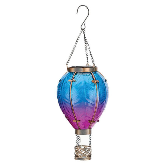Blue Hot Air Balloon Solar Lantern Regal Indigo Pool Patio BBQ