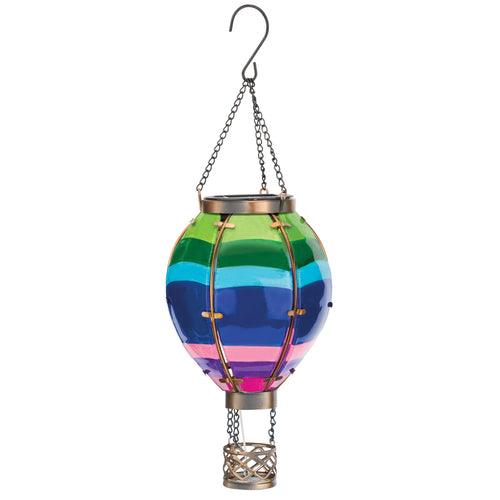 Striped Hot Air Balloon Solar Lantern Regal Indigo Pool Patio BBQ