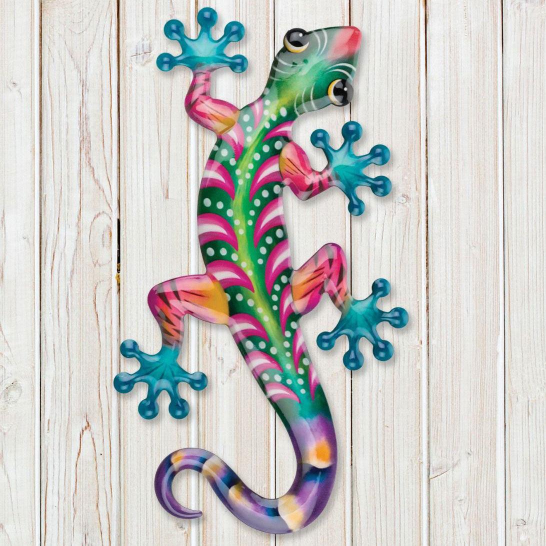 Luster 18" Green Pink Gecko Wall Decor Regal Indigo Pool Patio BBQ