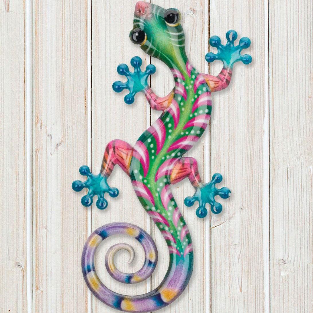 Luster 8" Green Pink Gecko Wall Decor Regal Indigo Pool Patio BBQ
