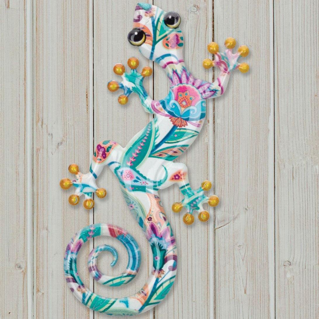 Luster 8" White Multi Color Gecko Wall Decor Regal Indigo Pool Patio BBQ