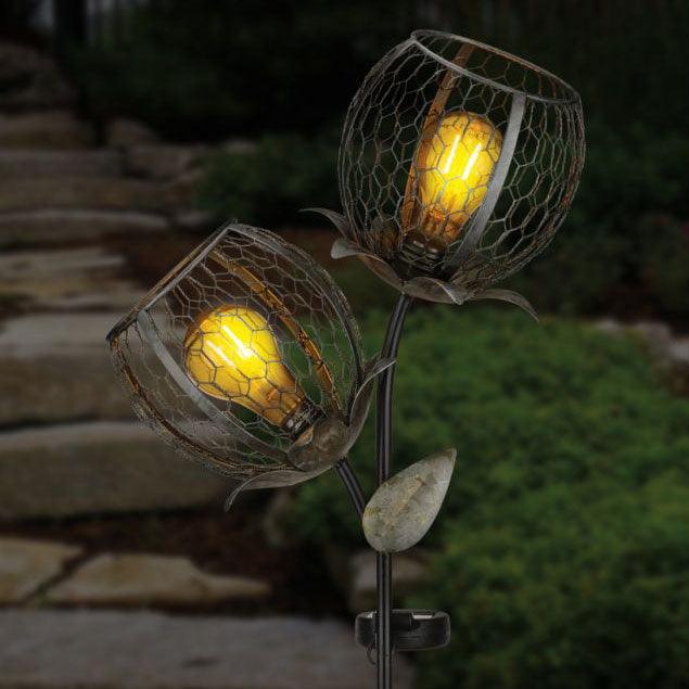 Edison Round Solar Flower Stake Regal Indigo Pool Patio BBQ