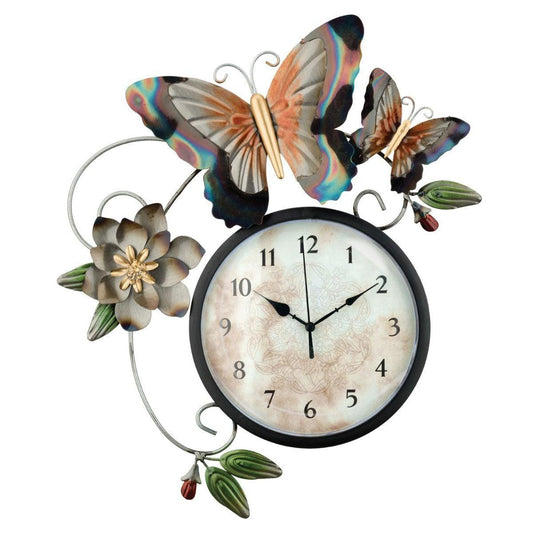 Metallic Butterfly Clock Regal Indigo Pool Patio BBQ