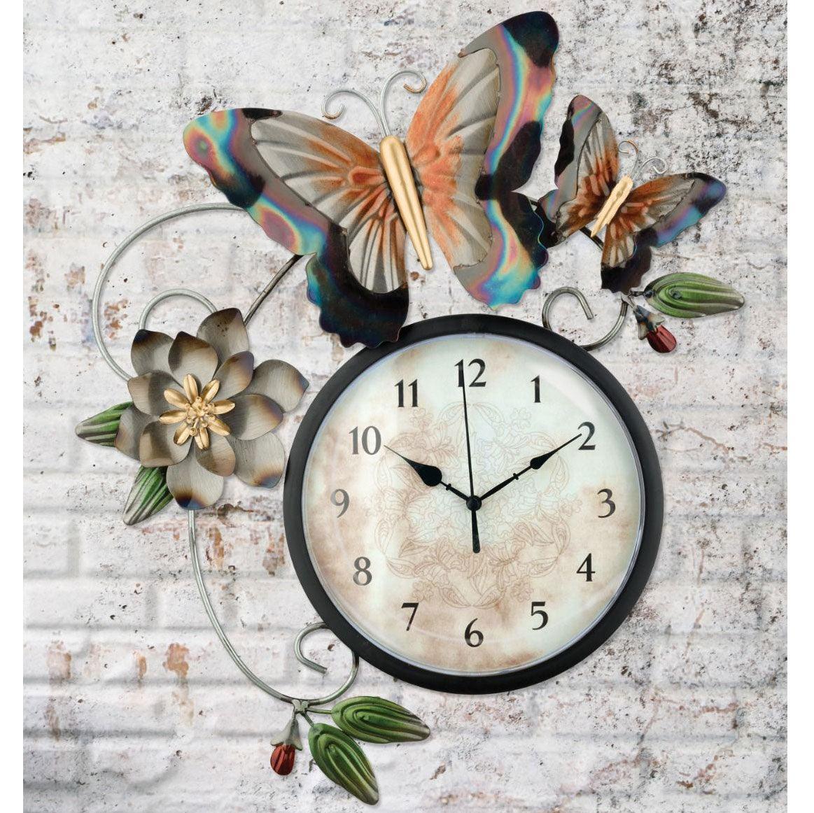 Metallic Butterfly Clock Regal Indigo Pool Patio BBQ