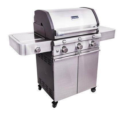 Saber Deluxe Stainless 3-Burner Grill Saber Grills Indigo Pool Patio BBQ