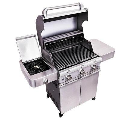 Saber Deluxe Stainless 3-Burner Grill Saber Grills Indigo Pool Patio BBQ