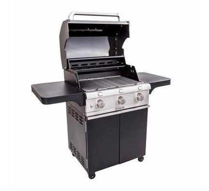 Saber Deluxe Black 3-Burner Grill Saber Grills Indigo Pool Patio BBQ