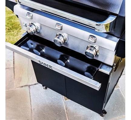 Saber Deluxe Black 3-Burner Grill Saber Grills Indigo Pool Patio BBQ