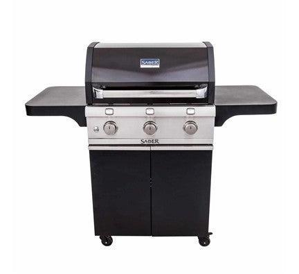 Saber Deluxe Black 3-Burner Grill Saber Grills Indigo Pool Patio BBQ