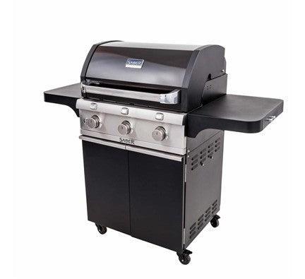 Saber Deluxe Black 3-Burner Grill Saber Grills Indigo Pool Patio BBQ