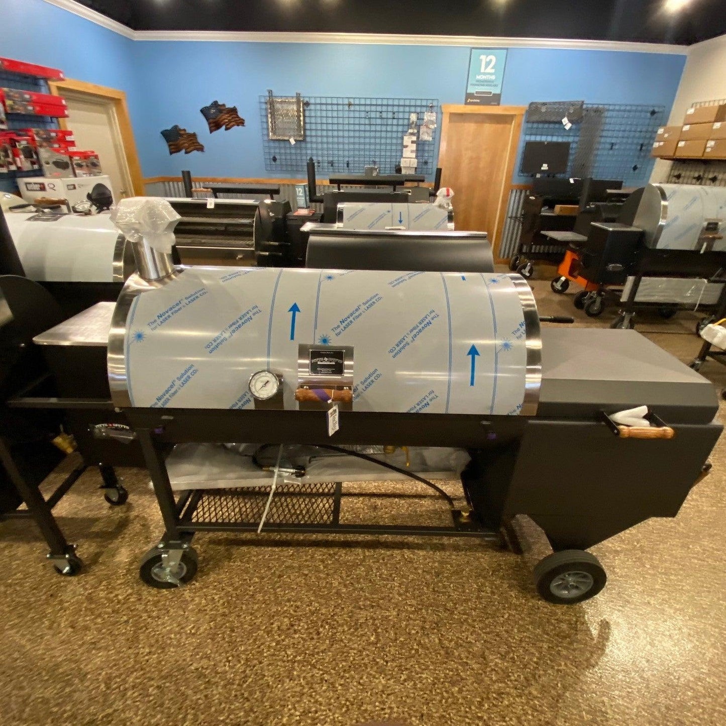 Pitts & Spitts 24x48 Offset Pellet Hybrid Smoker Indigo Pool Patio BBQ