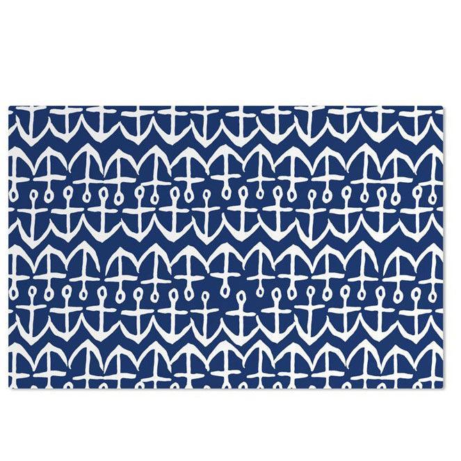 Navy Anchors 17" x 11" Vinyl Placemat Merritt International Indigo Pool Patio BBQ