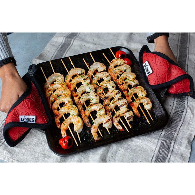Lodge Silicone and Fabric Potholder Lodge Indigo Pool Patio BBQ
