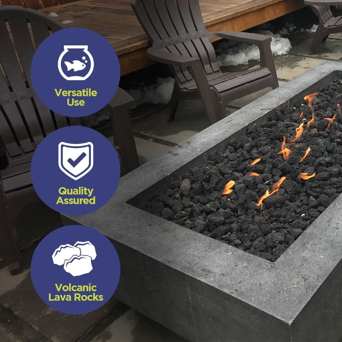 Small Lava Rock American Fireglass Indigo Pool Patio BBQ