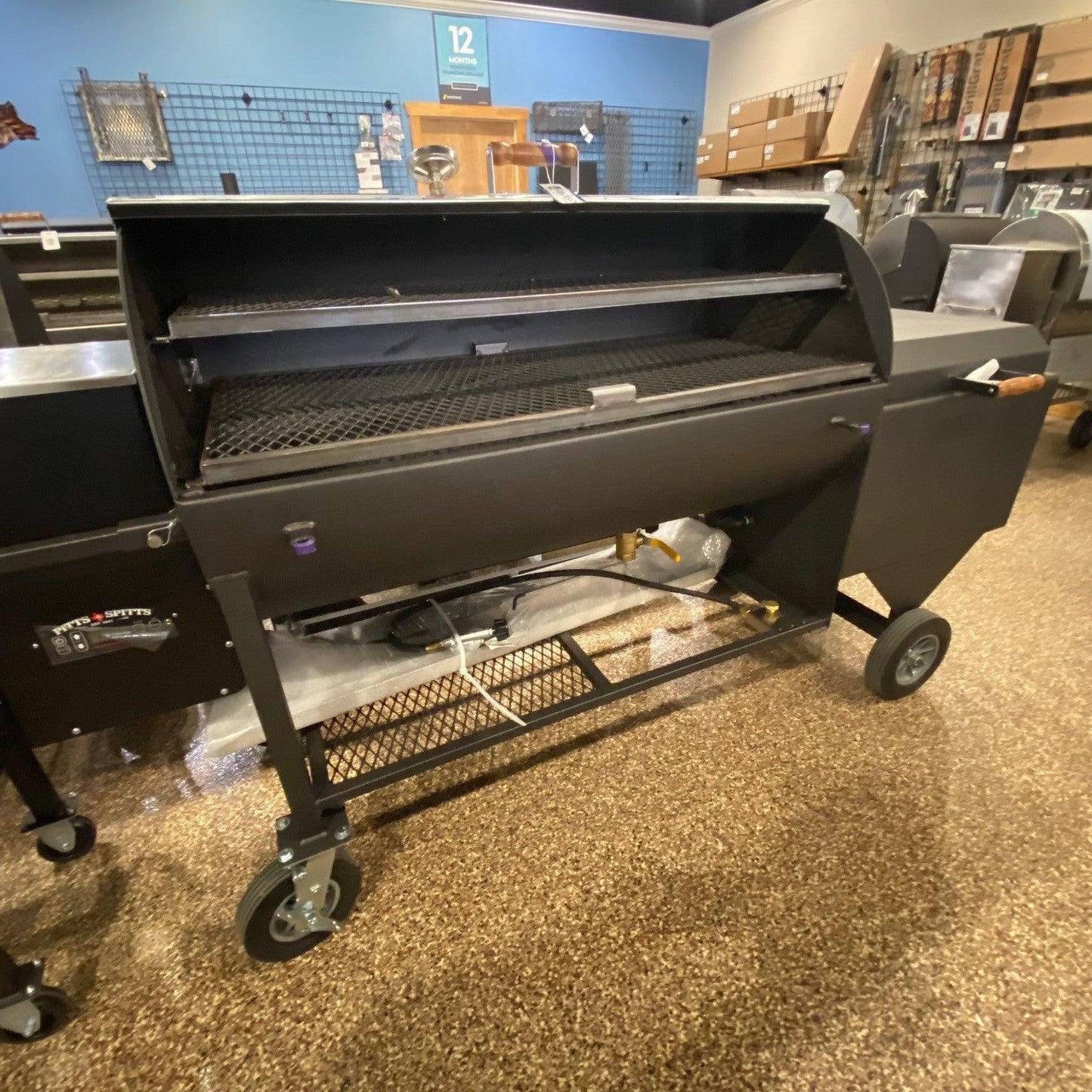 Pitts & Spitts 24x48 Offset Pellet Hybrid Smoker Indigo Pool Patio BBQ