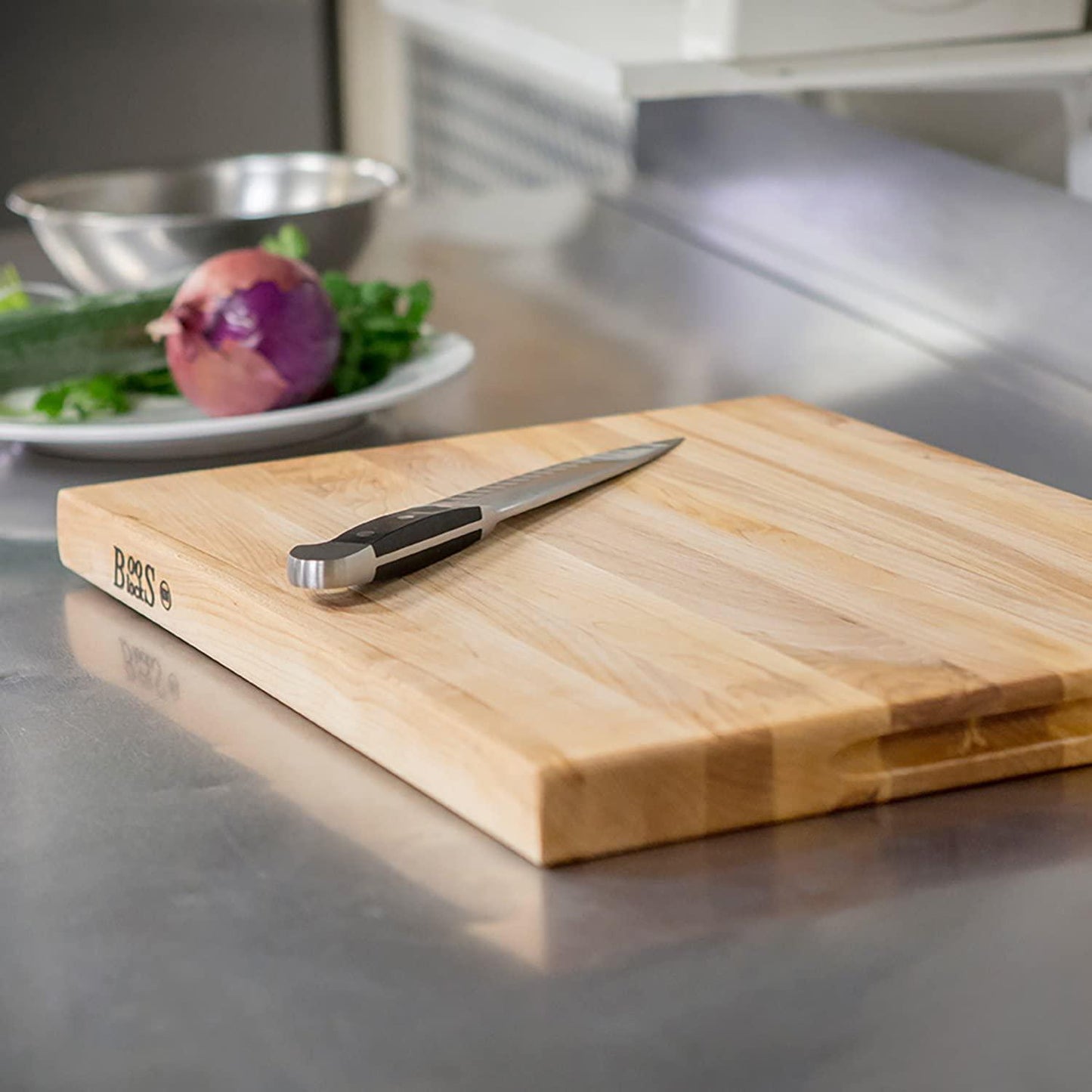 John Boos Reversible Maple Cutting Board with Hand Grips John Boos Indigo Pool Patio BBQ