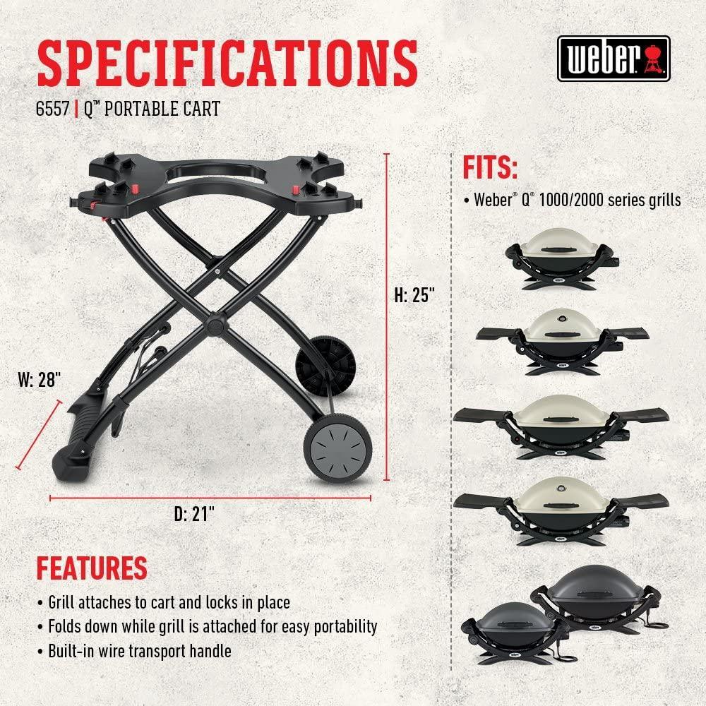 Weber Portable Cart - Q 1000/2000 series gas grills Weber Indigo Pool Patio BBQ