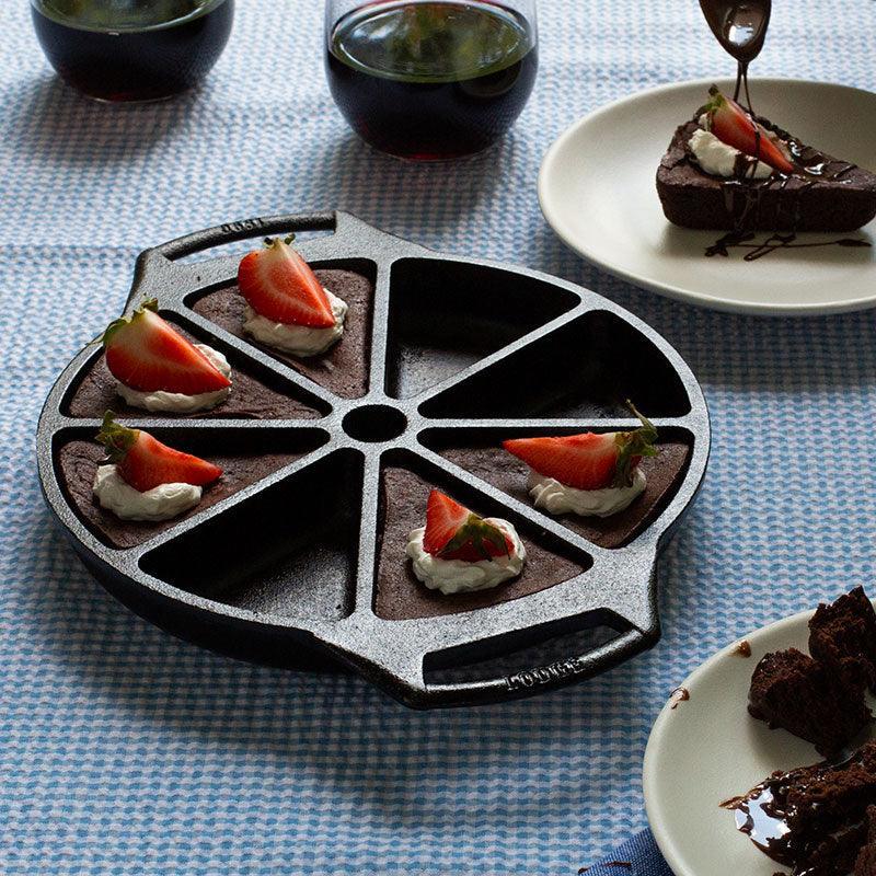 Lodge Seasoned Cast Iron Wedge Pan Lodge Indigo Pool Patio BBQ