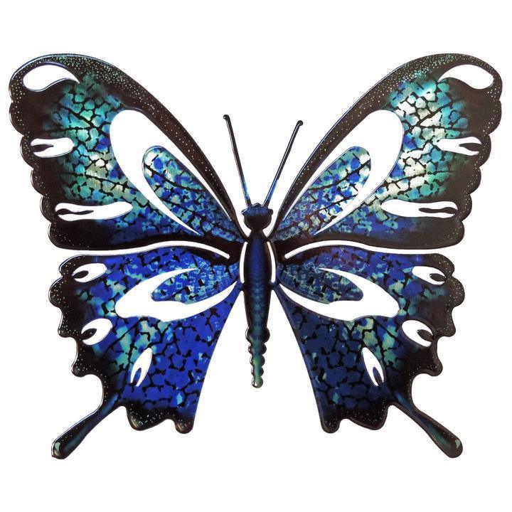 Blue / Black Butterfly 3D Metal Wall Art Next Innovations Indigo Pool Patio BBQ