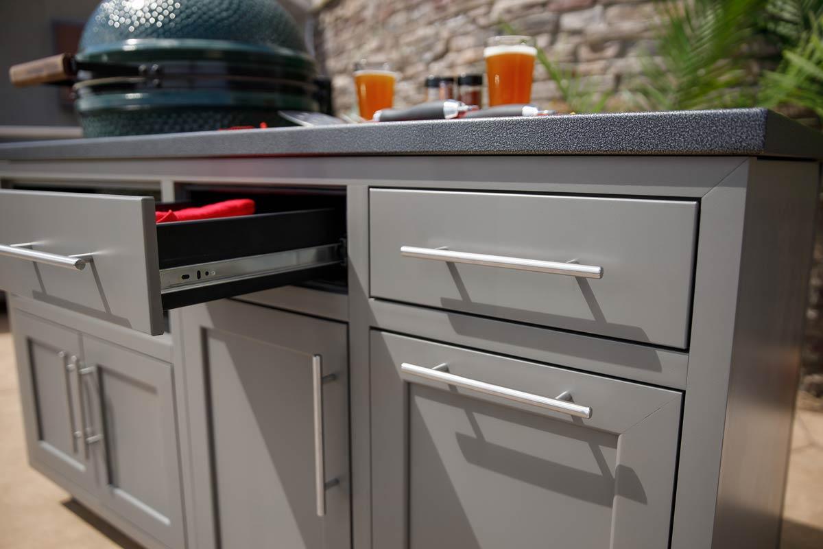 Challenger 64" Large Big Green Egg Outdoor Kitchen Island Big Green Egg Indigo Pool Patio BBQ