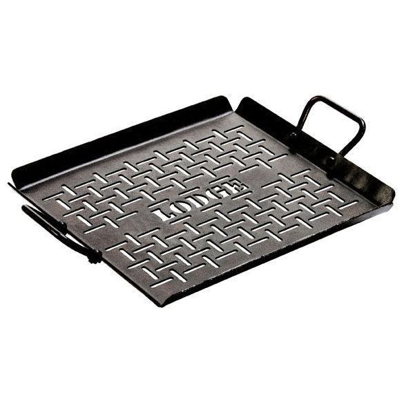 Lodge 13 x 12 Inch Seasoned Carbon Steel Grilling Pan Lodge Indigo Pool Patio BBQ