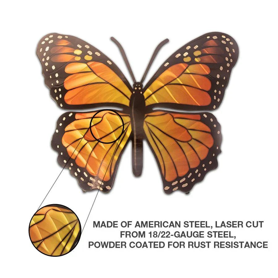 Monarch Butterfly 3D Metal Wall Art Next Innovations Indigo Pool Patio BBQ