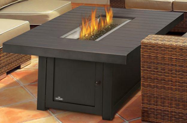 St. Tropez Rectangle PatioFlame Table Napoleon Indigo Pool Patio BBQ