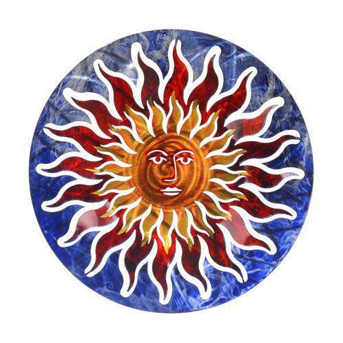 Sun Face Blue / Red Metal Wall Art Next Innovations Indigo Pool Patio BBQ