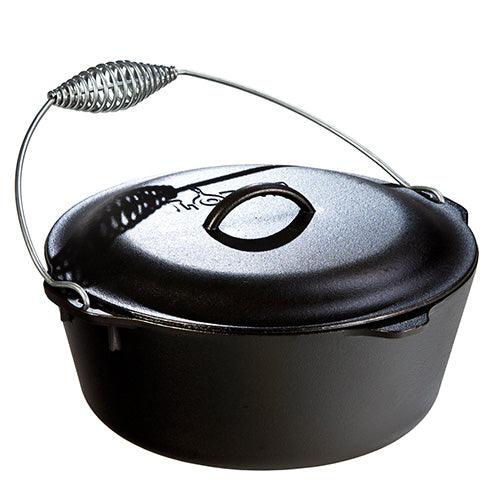 Lodge 7 Quart Cast Iron Dutch Oven with Bail Handle Lodge Indigo Pool Patio BBQ