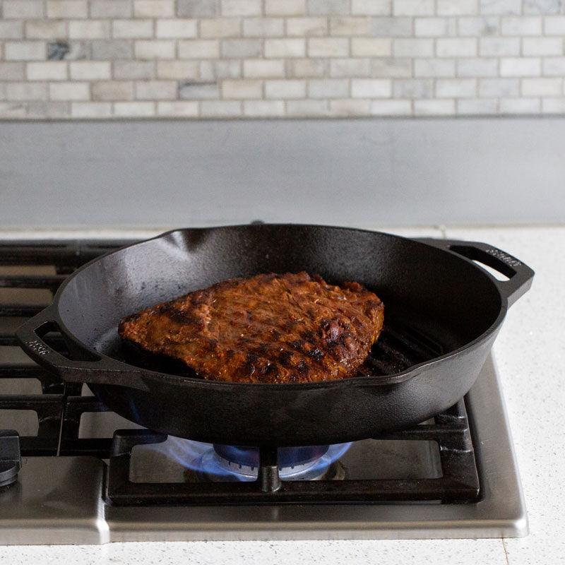 Lodge 12" Dual Handle Cast Iron Grill Pan Lodge Indigo Pool Patio BBQ