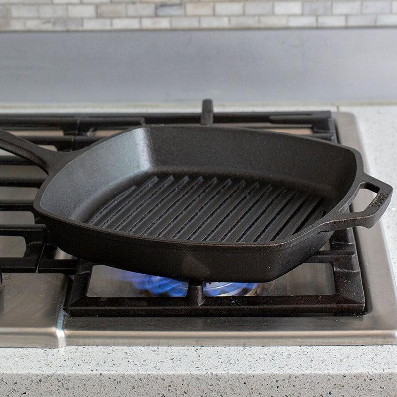 Lodge 10.5" Square Cast Iron Grill Pan Lodge Indigo Pool Patio BBQ