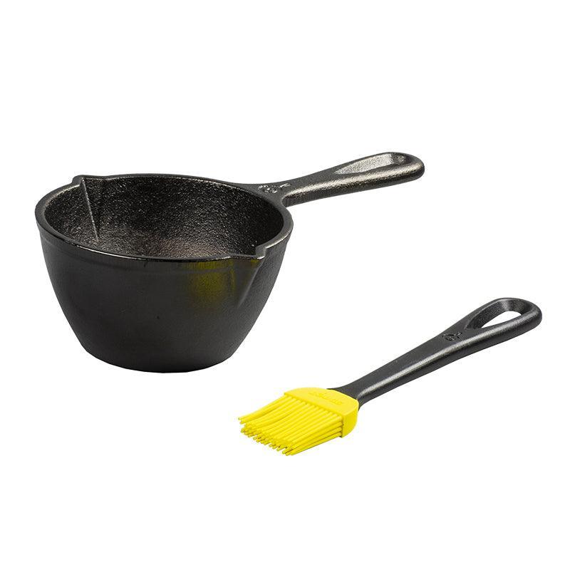 Lodge Cast Iron Melting Pot & Silicone Brush Lodge Indigo Pool Patio BBQ