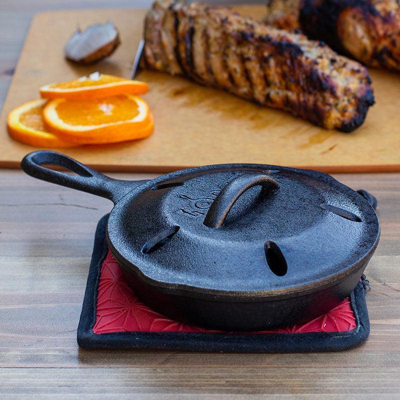 Lodge 6.5" Seasoned Cast Iron Smoker Skillet Lodge Indigo Pool Patio BBQ