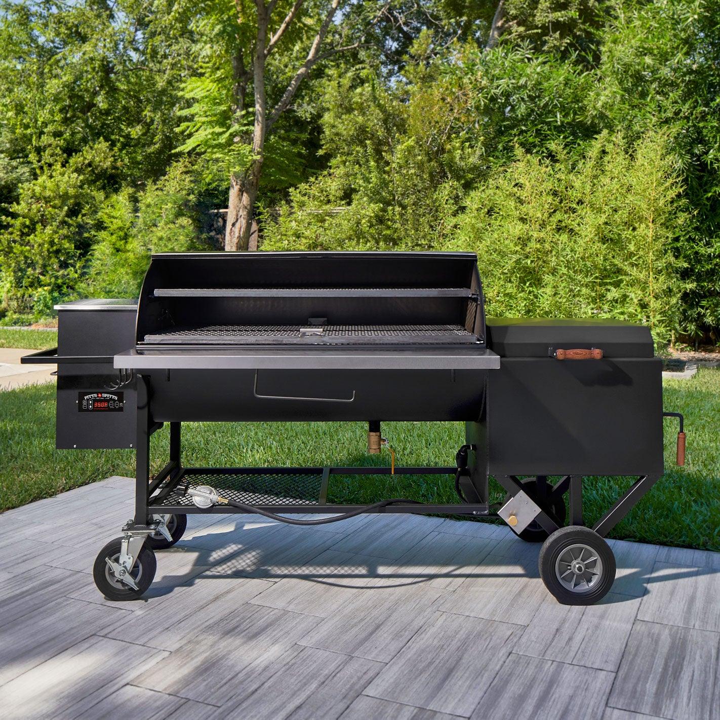 Pitts & Spitts 24x48 Offset Pellet Hybrid Smoker Indigo Pool Patio BBQ