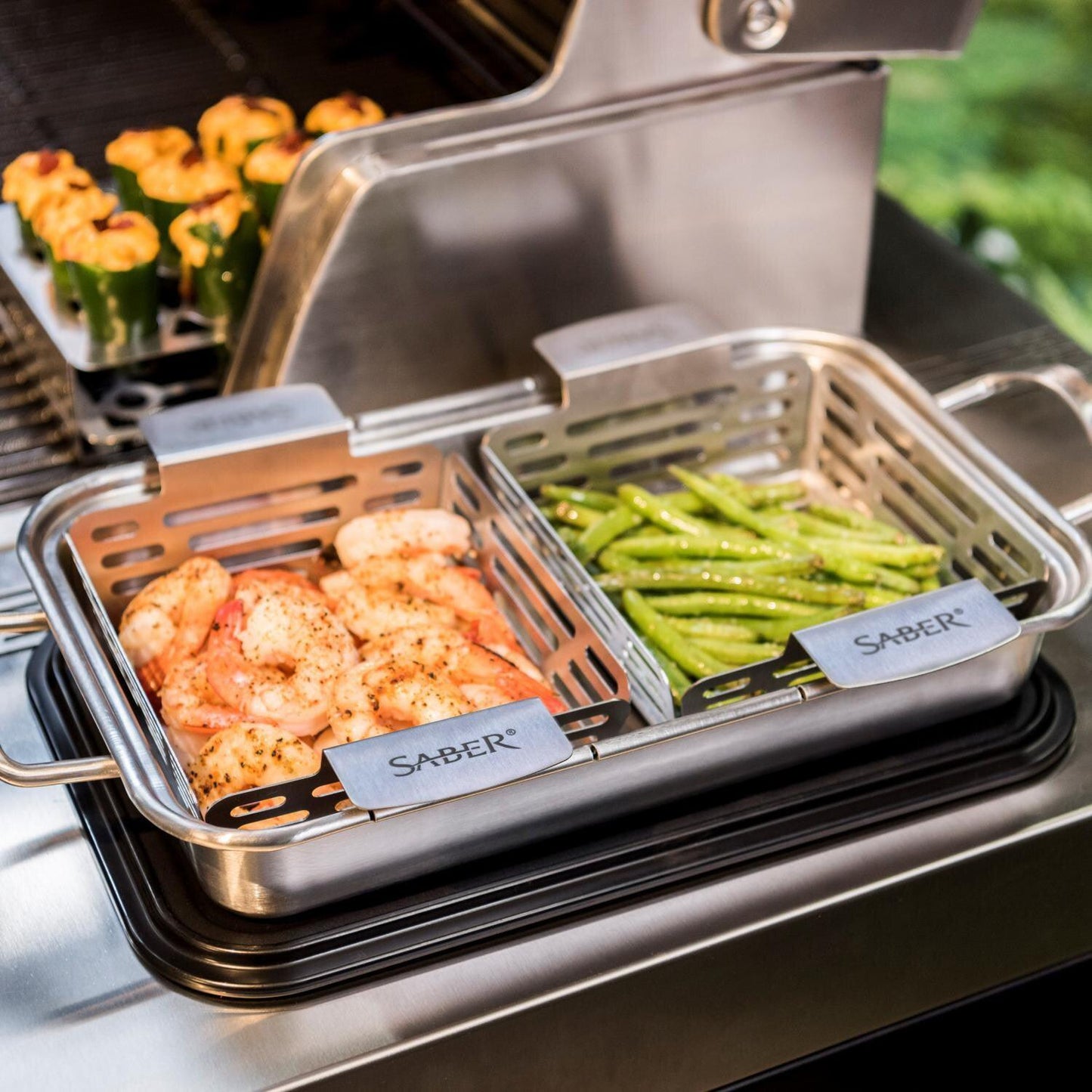 Saber EZ Grilling System Set Saber Grills Indigo Pool Patio BBQ